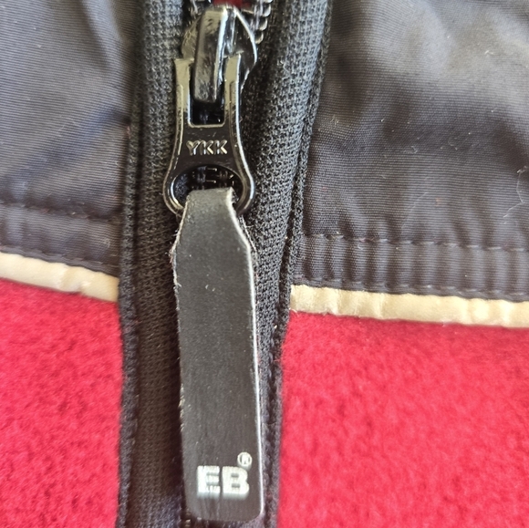 VTG 90s Eddie Bauer Polarec Fleece Jacket Sz M ZipUp Men Black Red Outdoor Thick - Picture 7 of 12